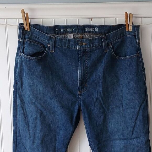 Carharrt‎ Men's Rugged Flex Relaxed Straight Knit Lined 40 X 32 Denim Blue Jeans - Picture 4 of 12